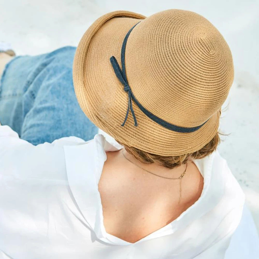 Straw Bonnet Cap for Women Victorian Sun Hats Chin Strap Foldable Accessories Bucket Hat Fedoras For Beach