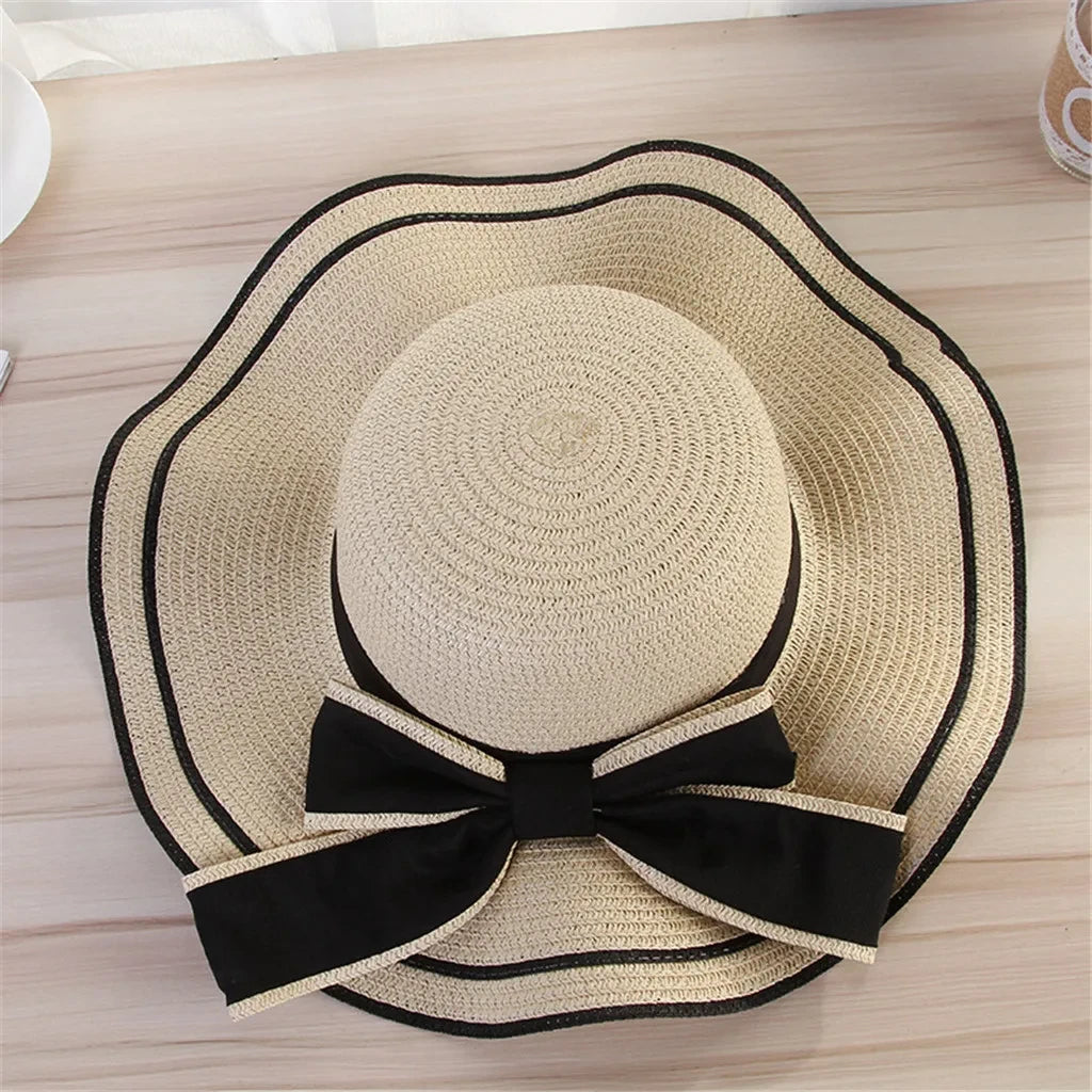 Elegant Straw Sun Hat Stylish Wide Brim Lightweight Breathable Trendy Beach Accessory Vacation