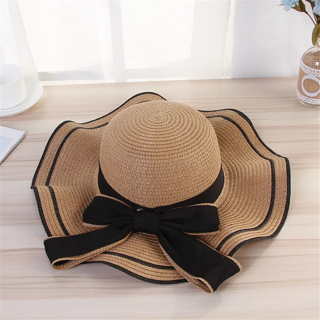 Elegant Straw Sun Hat Stylish Wide Brim Lightweight Breathable Trendy Beach Accessory Vacation