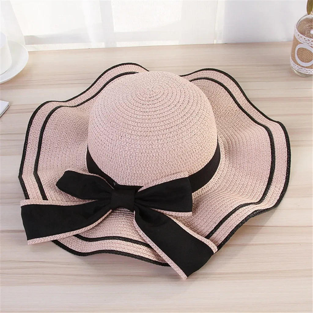 Elegant Straw Sun Hat Stylish Wide Brim Lightweight Breathable Trendy Beach Accessory Vacation