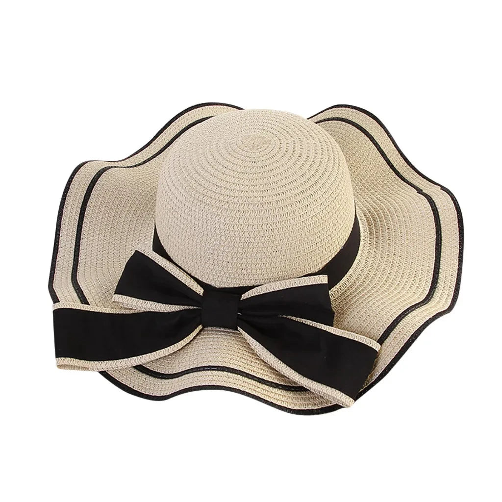 Elegant Straw Sun Hat Stylish Wide Brim Lightweight Breathable Trendy Beach Accessory Vacation