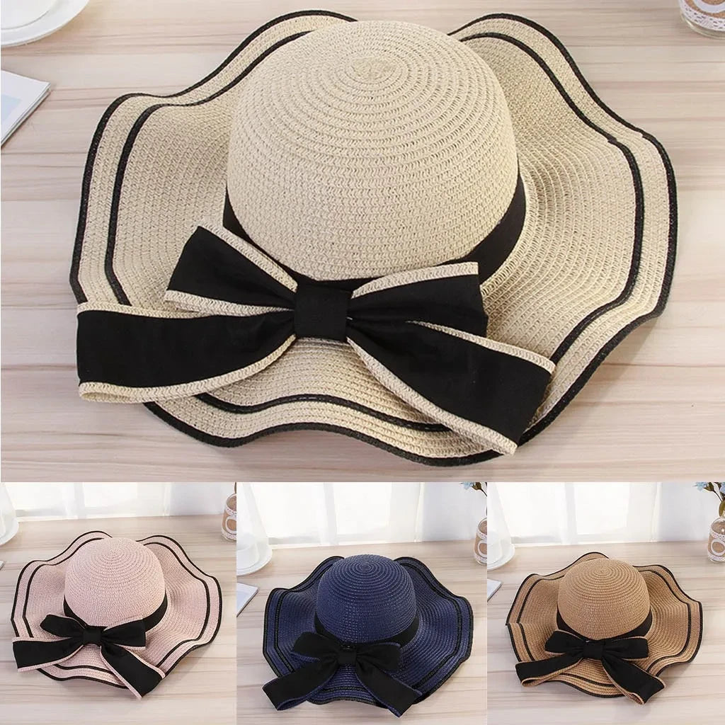 Elegant Straw Sun Hat Stylish Wide Brim Lightweight Breathable Trendy Beach Accessory Vacation