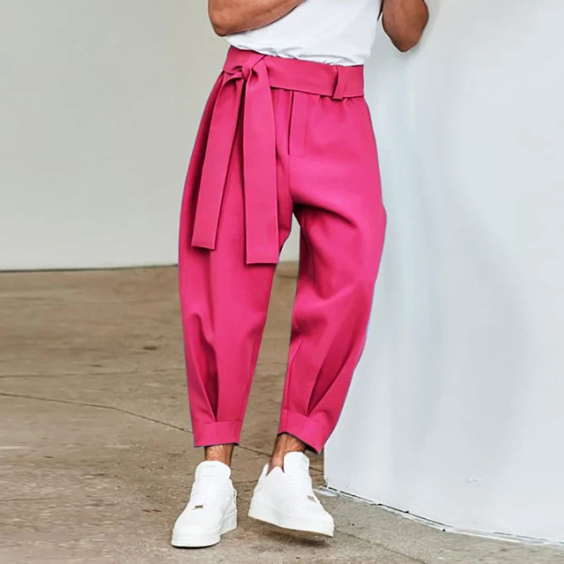 Men's Baggy Pants Casual Streetwear Belt Joggers Harem Pants