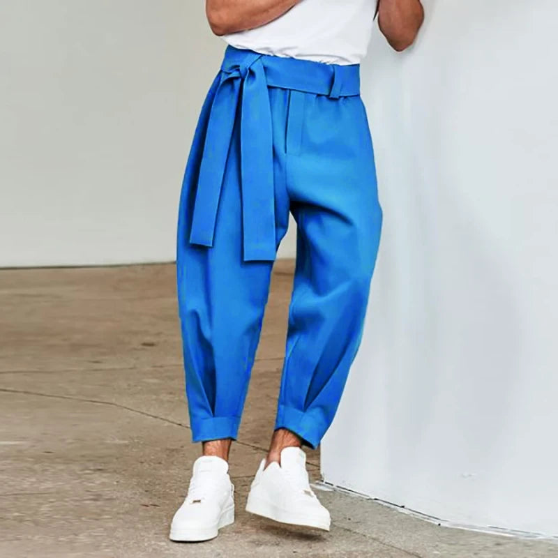 Men's Baggy Pants Casual Streetwear Belt Joggers Harem Pants